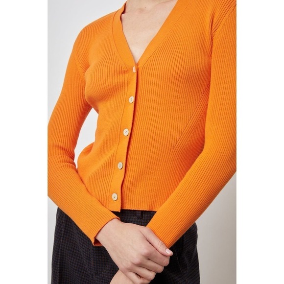 Rails Ribbed Cotton Blend Button Front Cardigan Sweater Long Sleeve Size 2XS - Picture 2 of 10